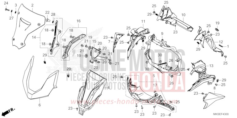 GAINE DE PROTECTION AVANT (CRF1100A/AL/D/DL) de Africa Twin DCT GRAND PRIX RED (R380B) 2021